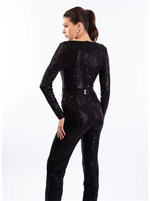 jumpsuit in paillettes LE VOLIERE | WW23J454BNERO